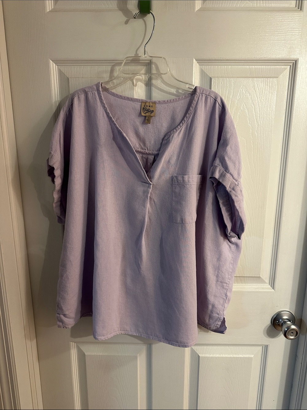 Como Vintage Lavender V-Neck Short Sleeve Tunic